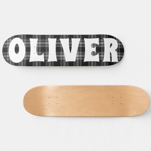 Skateboard tableau de bord en noir et blanc personnalisé (Horz)