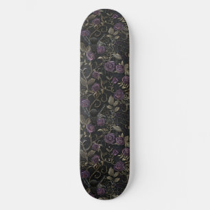 Skateboard Tableau de bord gothique noir violet Roses et arai