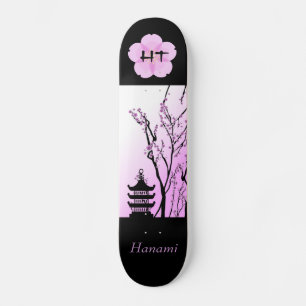 Skateboard Tableau de bord monographique japonais en fleurs d