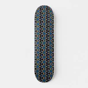 Skateboard tableau géométrique noir et bleu