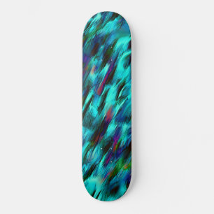 Skateboard Taché de bleu à cyan, taches rougeâtres