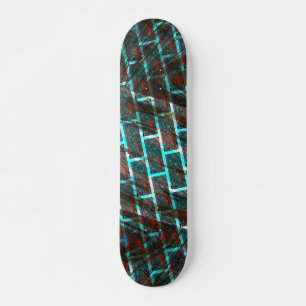 Skateboard Tacheté de rouge et de bleu, rayures, effet grille