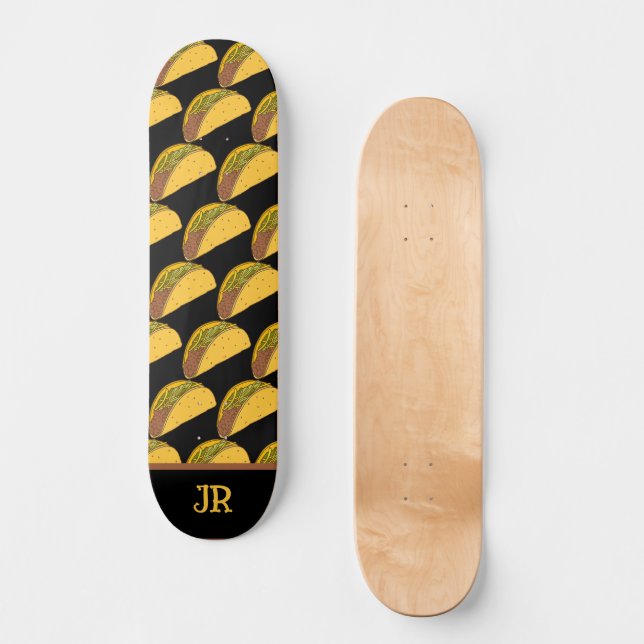 Skateboard Tacos à motif noir (Recto)