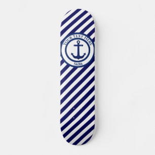 Skateboard Tampon en forme d'ancre et bandes diagonales perso