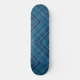 Skateboard Tartan noir bleu vert rose