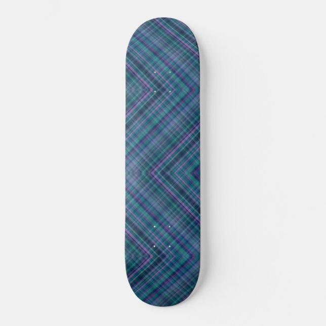 Skateboard Tartan noir bleu vert rose (Recto)