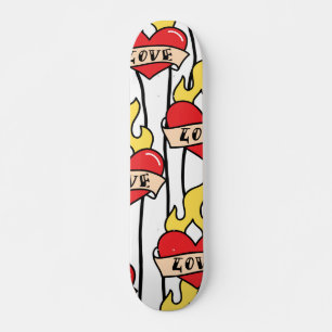 Skateboard Tatouage cardiaque rétro
