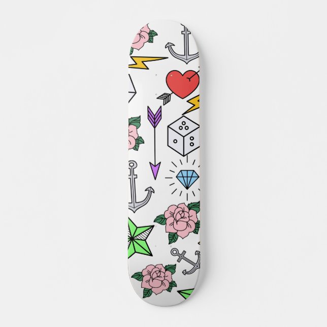 Skateboard Tatouage de la vieille école (Devant)