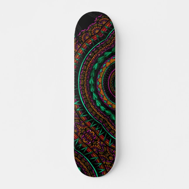Skateboard Tatouage noir moderne Ikat Motif tribal géométriqu (Devant)