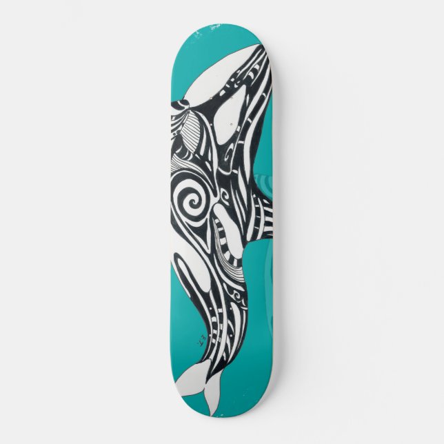 Skateboard Teal Tribal Orca (Recto)