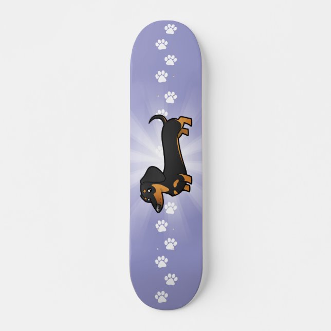 Skateboard Teckel de bande dessinée (manteau lisse) (Devant)