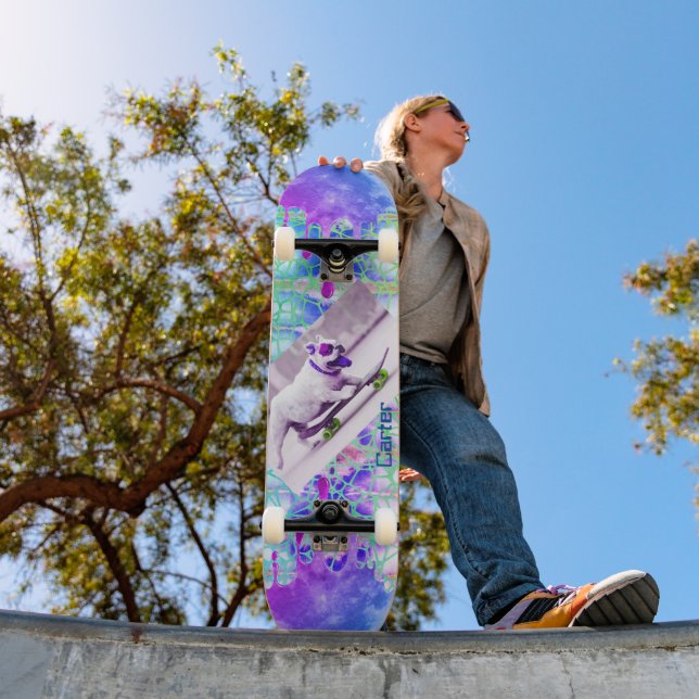 Skateboard Teinture à dents Bulldog Bleu pourpre (Extérieur 1)