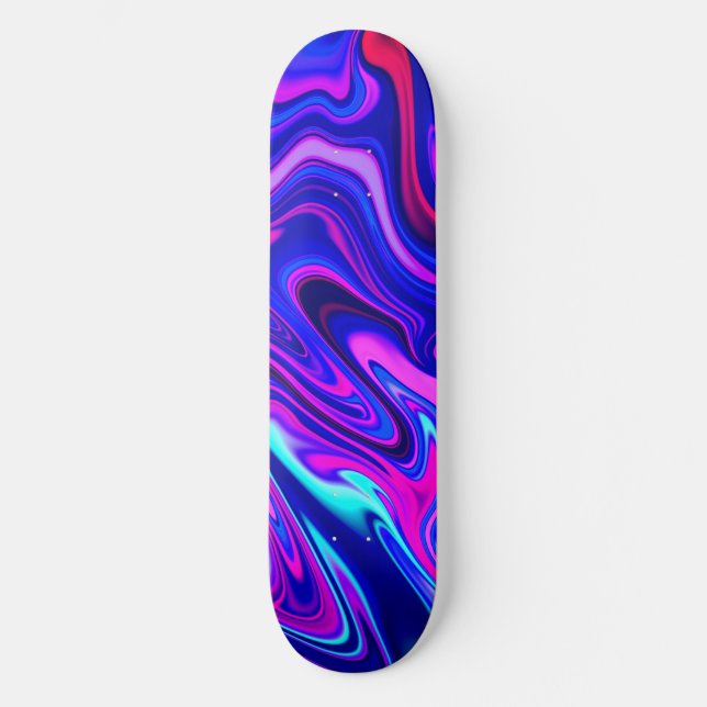 Skateboard Tendance néon bleu rose turquoise Abstrait (Recto)