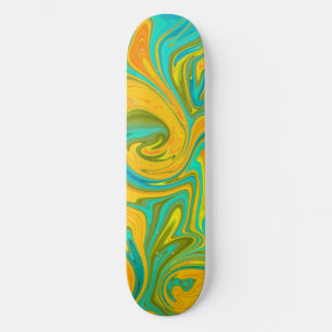 Skateboard Tendance Neon Jaune Orange Vert Abstrait