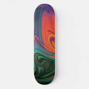 Skateboard Tendance néon orange rouge bleu jaune vert Abstrai