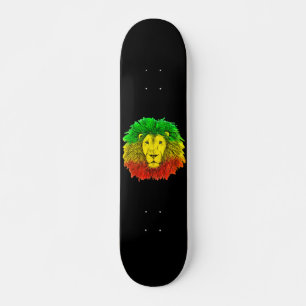 Skateboard Tête de lion Rasta rouge jaune vert dessin Jamaïqu