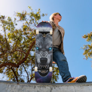 Skateboard Tête de loup qui grogne Planche à roulettes