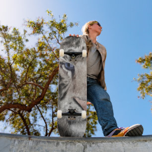 Skateboard Tête de Tigre Blanc Esthétique Faunique