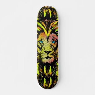 Skateboard Tête Lion Jaune - Patinage Visage Lion