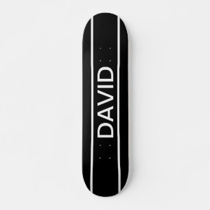 Skateboard Texte personnalisable   Bold Modern Black & White