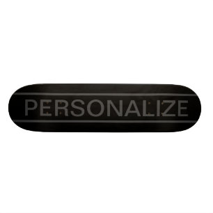 Skateboard Texte personnalisable   Gras moderne noir et gris 