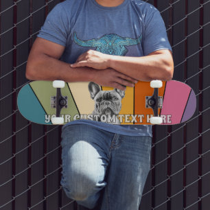 Skateboard Texte personnalisé Retro Rad Cool Rainbow French B