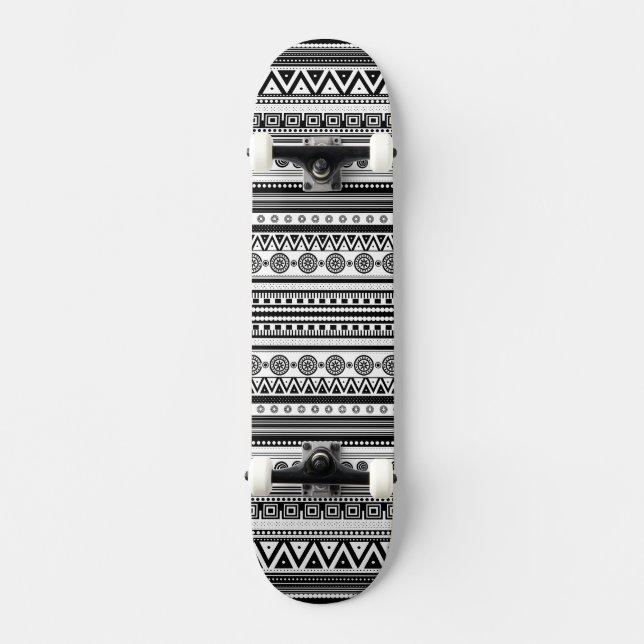 Skateboard Texture aztèque décorative noire mignonne (Recto)