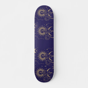 Skateboard Thème Lune céleste et Soleil