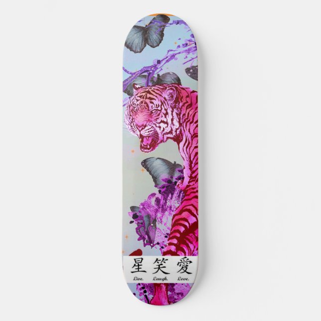 Skateboard TIGER MIT BUTTERFLY (Vorderseite)