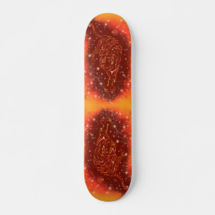 Skateboard Tigers De Feu Magique Courir À Galaxy Starry Nigh