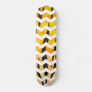 Skateboard Tigre Chevron noir et orange