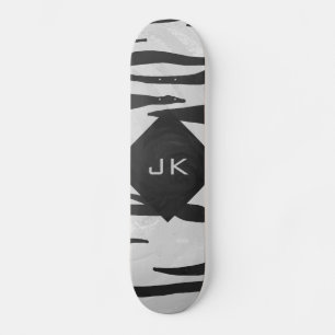 Skateboard Tigre Monogramme noir et blanc