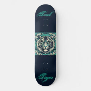 Skateboard Tigre turquoise en Carré rapide