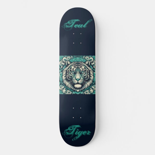Skateboard Tigre turquoise en Carré rapide (Recto)