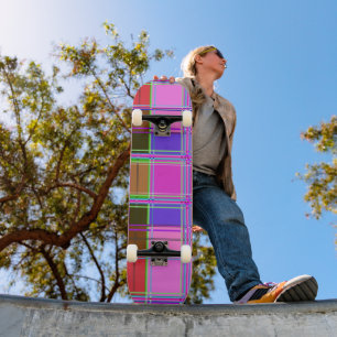 Skateboard Tissu à carreaux rose motif Madras