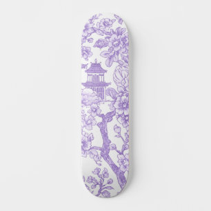 Skateboard Toile de chinoiserie violette dragon fleur de ceri