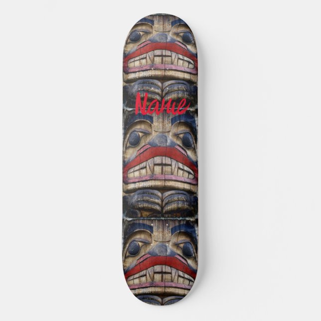 Skateboard Tonnerre à visage totem (Recto)