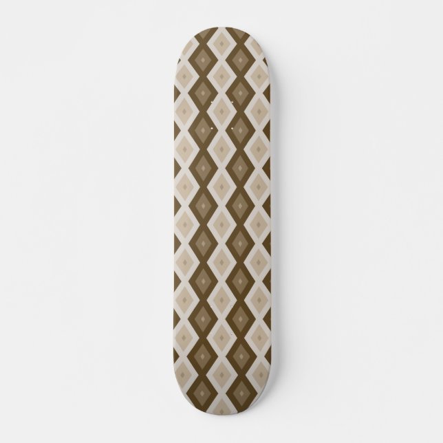 Skateboard Tons de motif diamant brun (Devant)