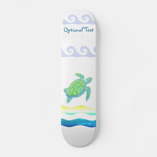 Skateboard Tortue bleue et verte (Recto)
