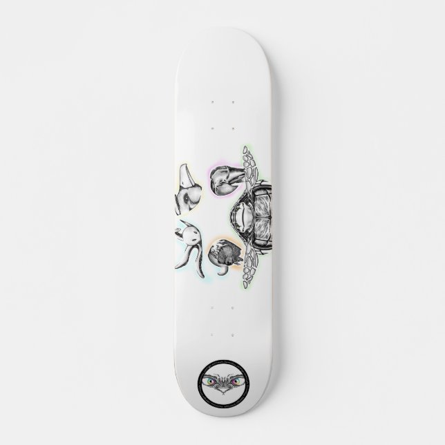 Skateboard Tortue éléphant Ours Oiseau Oiseau pieuvre dessin  (Devant)