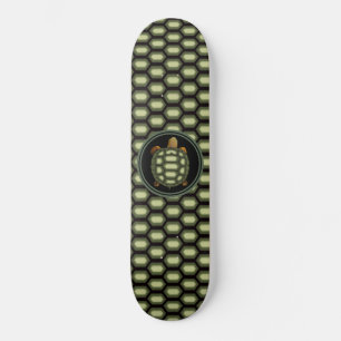 Skateboard Tortue & motif de carapace en vert & noir