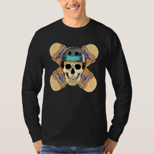 Skateboard-Totenkopf und Kreuzknochen Skateboard f T-Shirt