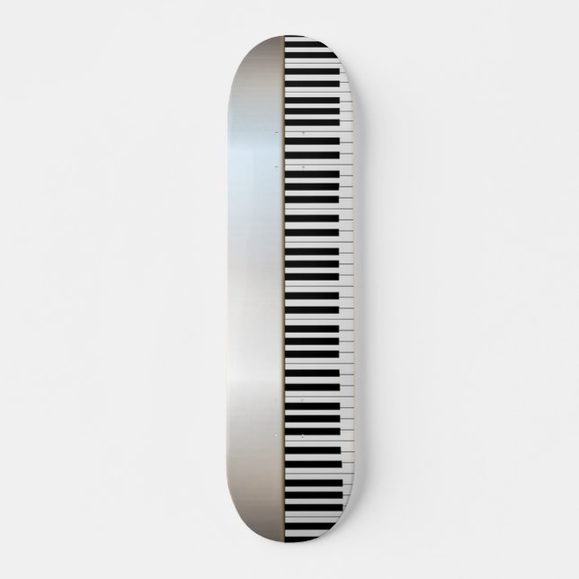 Skateboard Touches de piano cool, Argent (Devant)