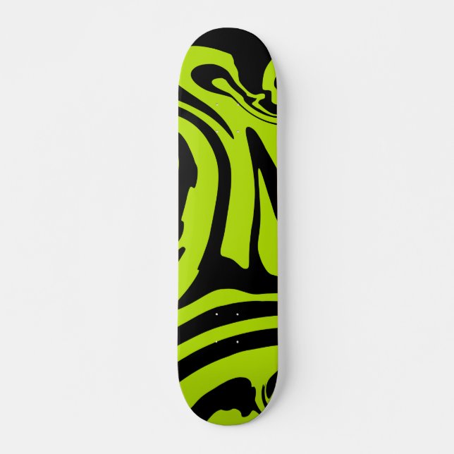Skateboard Tourbillon de marbre rétro vert et noir (Devant)