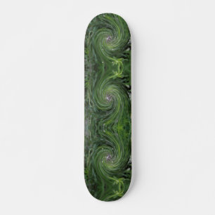 Skateboard Tourbillon Floral Vert Chartreuse Rétro Abstrait