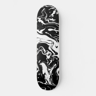 Skateboard Tourbillons abstraits noirs et blancs (conception