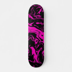 Skateboard Tourbillons abstraits rose vif noir