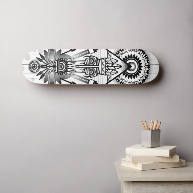 Skateboard Tribal autochtone Abstrait (Art mural (Horz))