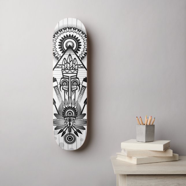 Skateboard Tribal autochtone Abstrait (Art mural)