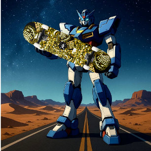 Skateboard Trippy Black Gold Doodle